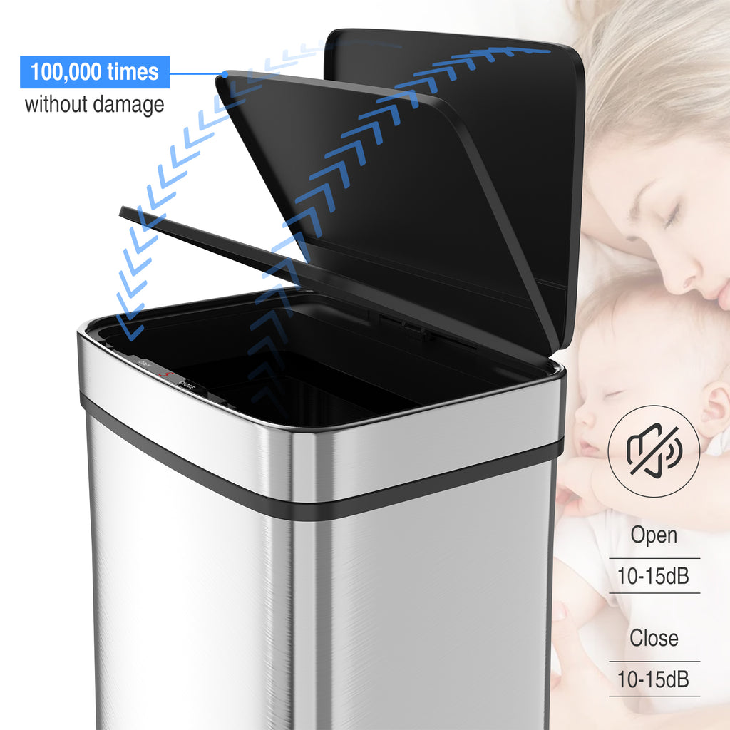 Smart Sensor Kitchen Trash Can – 16 Gallon Stainless Steel with Auto Lid & Recycling Sorter