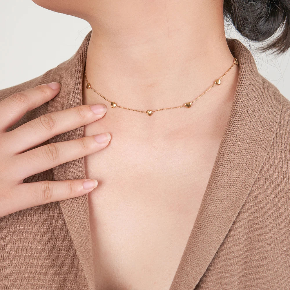Para Mujer Luck Heart Clavicle Chain Necklace For Women Jewelry Necklaces 18K Plated Gold Fashion Cute Simple