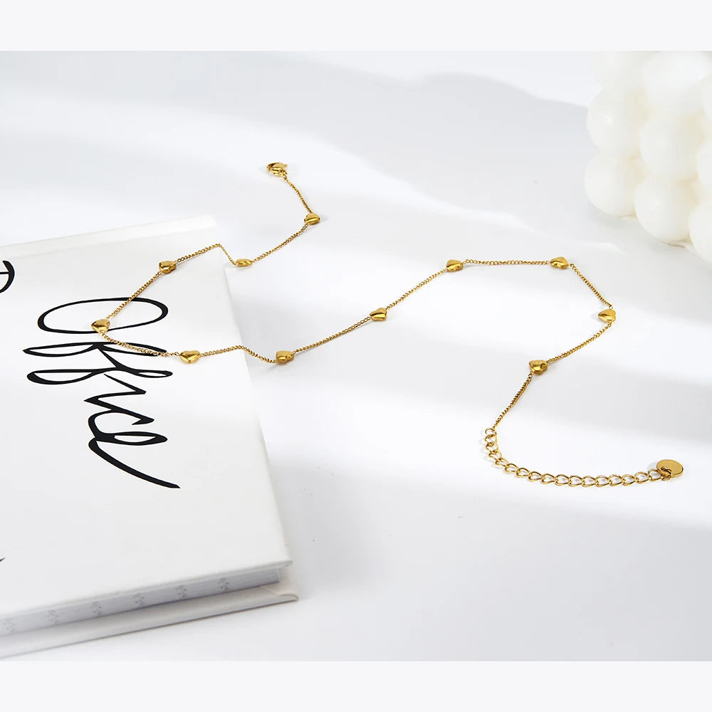 Para Mujer Luck Heart Clavicle Chain Necklace For Women Jewelry Necklaces 18K Plated Gold Fashion Cute Simple