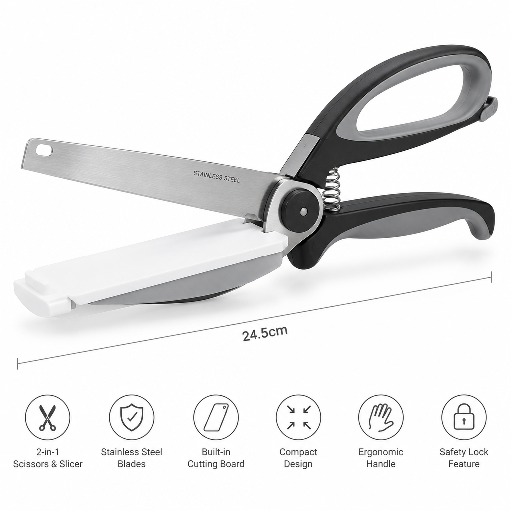 2-in-1 Food Slicer Scissors – Cut & Slice with One Tool