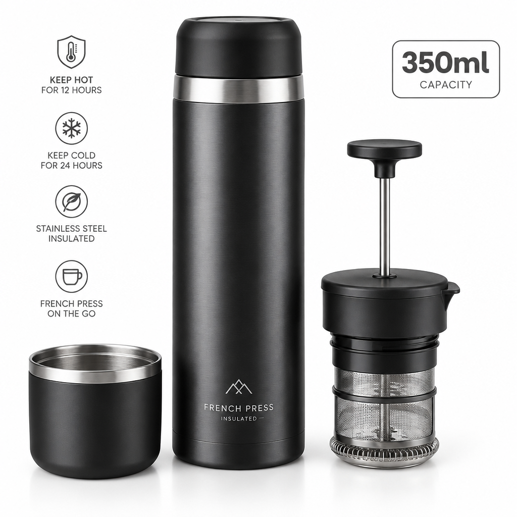 PressCoffee Portable Coffee Maker – 2-in-1 French Press Thermal Bottle